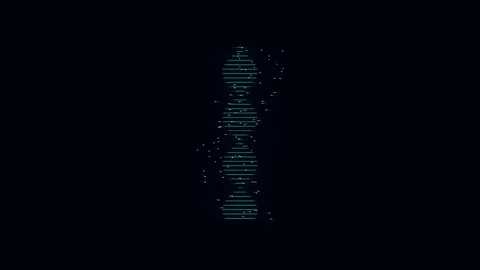Digital dna spiral structure with glitch motion effects on dark background .. Stock-Footage 342583125