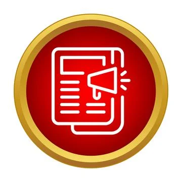 Digital document amplifying announcement with megaphone icon Illustration
