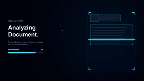 Digital document analysis HUD animation with scanning line Stock Footage 346567977