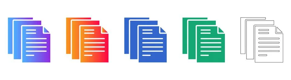Digital Document and File Organization Icons Set 스톡 일러스트