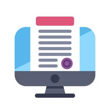 Digital document certificate on computer screen display Stockillustratie