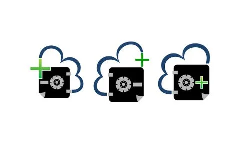 Digital Document Cloud Secure Vault Set Illustrazione stock