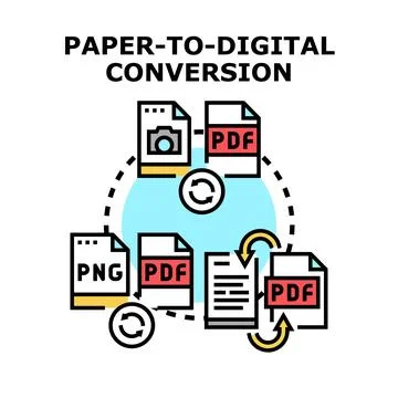 Digital document conversion process creating electronic data files Stock Illustration