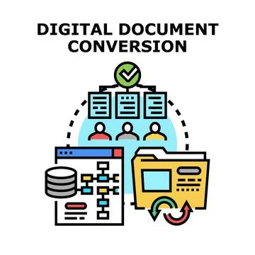 Digital document conversion process optimizing information management Stock Illustration