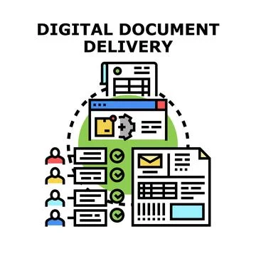 Digital document delivery system optimizing information workflow Illustrazione stock