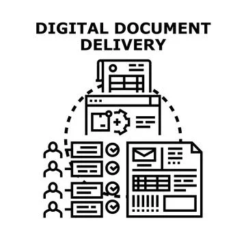 Digital document delivery system optimizing information workflow Stock Illustration