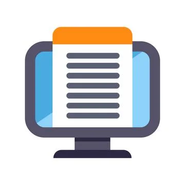 Digital document displayed on computer screen icon Ilustración de archivo