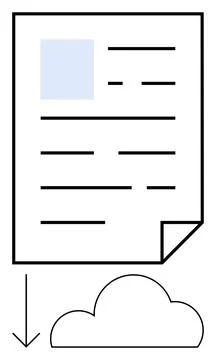 Digital Document Downloading to Cloud Storage System Stock Illustration