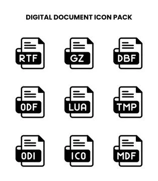 Digital Document DuoTone Bundle Icons Pack 스톡 일러스트