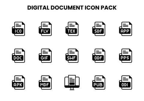 Digital Document DuoTone Collection Icons Pack Ilustração Stock