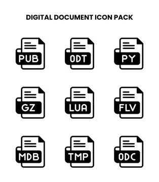 Digital Document DuoTone Collection Icons Pack Illustration