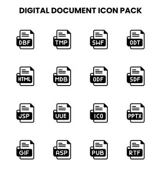 Digital Document DuoTone Graphics Icons Pack Stock Illustration