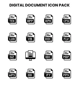 Digital Document DuoTone Vector Icons Pack Stock Illustration