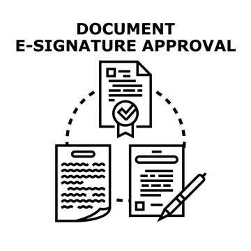 Digital document e signing approval process for business Stock Illustration