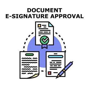 Digital document e signing approval process for business Stock Illustration