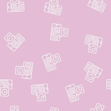 Digital document ephemeral line seamless pattern Stock Illustration