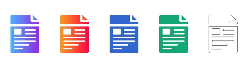 Digital Document File Icons Set for Office and Data Stock Illustration