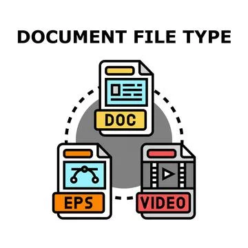 Digital document file types displaying data formats Stock Illustration
