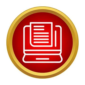 Digital document file uploading to laptop computer icon Stock Illustration