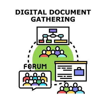 Digital document gathering forum concept vector illustration Stock Illustration