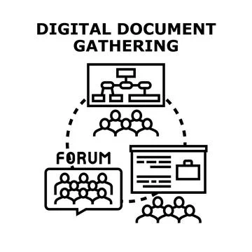 Digital document gathering forum concept vector illustration Illustrazione stock