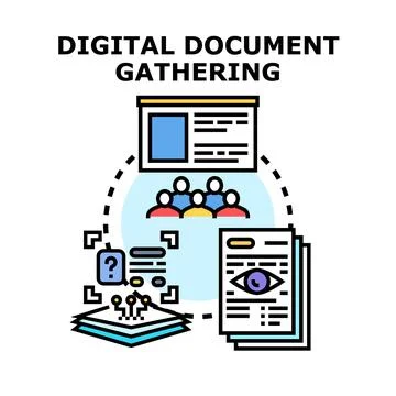 Digital document gathering for informed decision making Stock Illustration