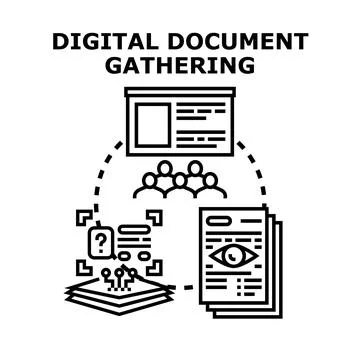 Digital document gathering for informed decision making Illustrazione stock