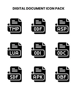 Digital Document Glyph UI Icons Pack イラスト素材