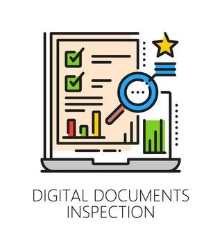 Digital document inspection icon or label Stockillustratie