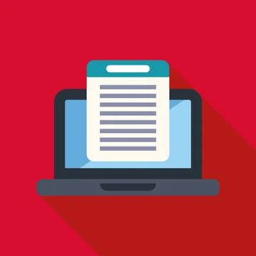 Digital document on laptop screen flat design Illustrazione stock