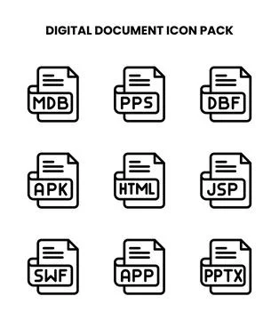 Digital Document Line SVG Icons Pack イラスト素材