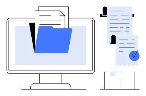 Digital Document Management and Organization with Online Storage Solutions Illustrazione stock