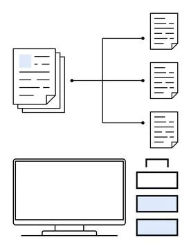 Digital Document Management and Workflow Layout Highlighting Organizational.. Illustrazione stock