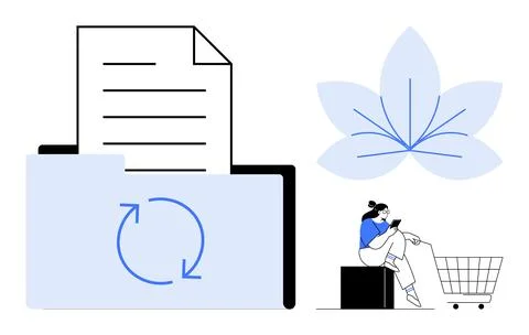 Digital Document Management with Cloud Sync, Shopping, and Wellness Emphasi.. Stock Illustration