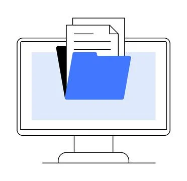Digital Document Management on a Computer Screen イラスト素材