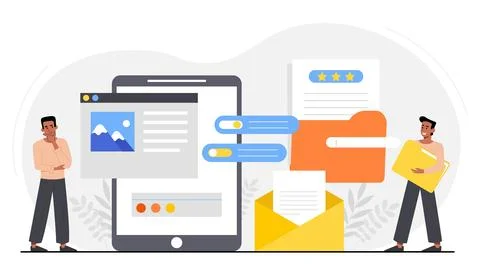 Digital document management concept. Vector illustration Stock Illustration