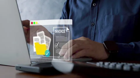 Digital document management with invoice automation, secure storage, and eff Stock Footage 315969966