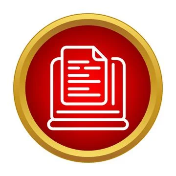 Digital document management on laptop computer icon Ilustração Stock