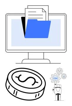 Digital Document Management System with CRM Integration and Financial Analy.. Illustrazione stock
