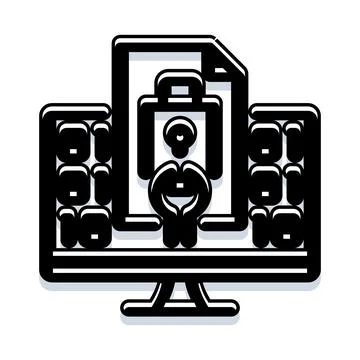 Digital document management system displaying data files Illustrazione stock