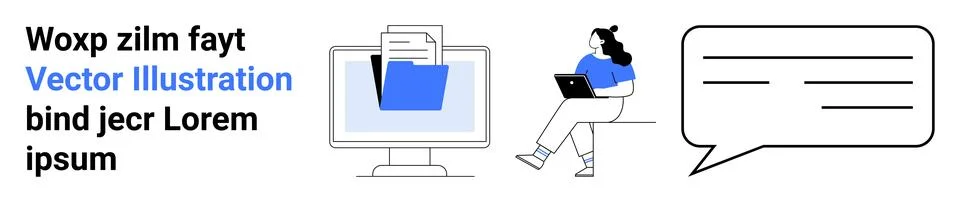 Digital Document Management with User Interaction and Messaging Interface Stock Illustration