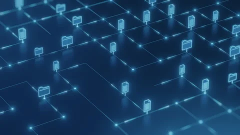 Digital Document Network Concept With File Icons 스톡 동영상 346032396