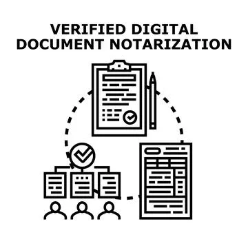 Digital document notarization process with verified participants Stock Illustration