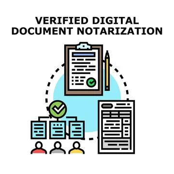 Digital document notarization process with verified participants Stock Illustration