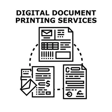 Digital document printing services for business and office Stock Illustration
