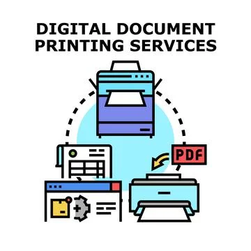 Digital document printing services workflow concept Stock Illustration