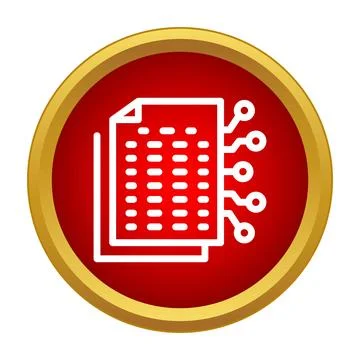 Digital document processing and data network icon Stock Illustration
