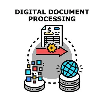 Digital document processing optimizing global data flow Stock Illustration