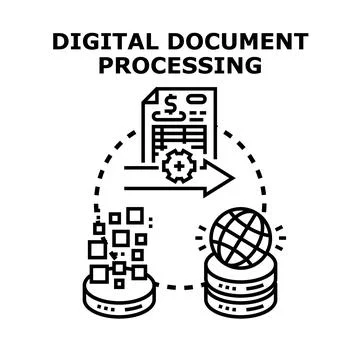 Digital document processing optimizing global data flow Stock Illustration