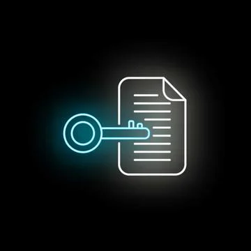 Digital document protection and data encryption neon icon 스톡 일러스트